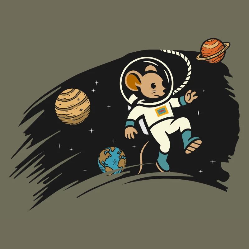Souris astronaute dans l’espace – Illustration mignonne