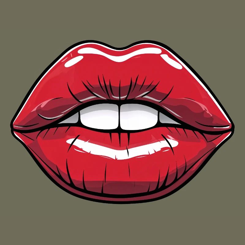 Kussmund Comic-Style Lippe Rot