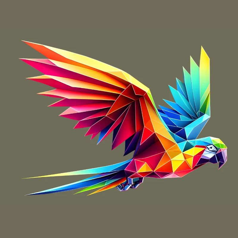 3d geometric multicolor origami parrot