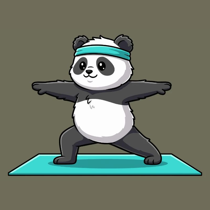 Yoga Panda Bear Doing Warrior Pose