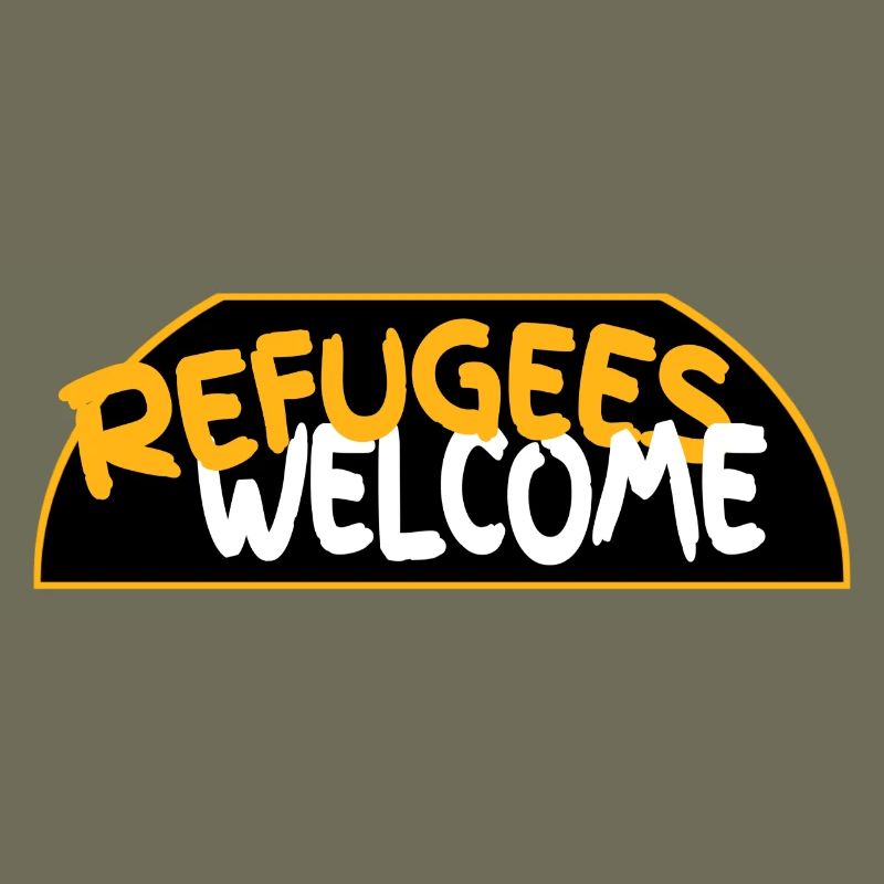 Flüchtlinge willkommen retro logo