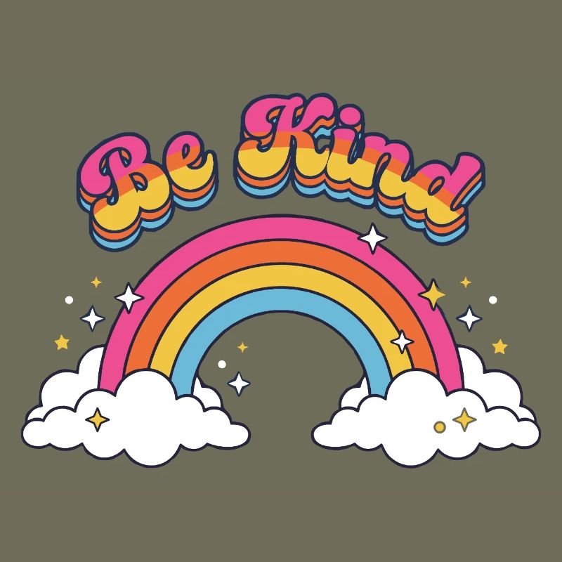 Sei freundlich Retro Regenbogen-Positive Vibes