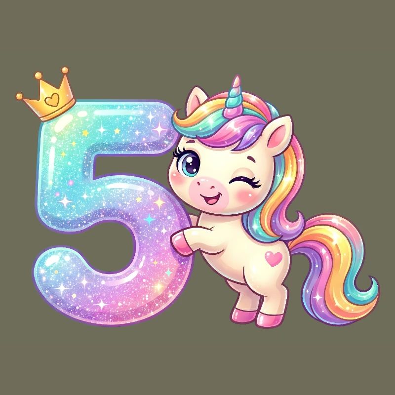 Ich bin 5 Kawaii Einhorn Mädchen Geburtstag
