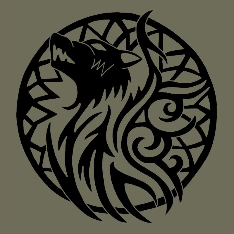 Schwarzer Wolf und Glücksbringer