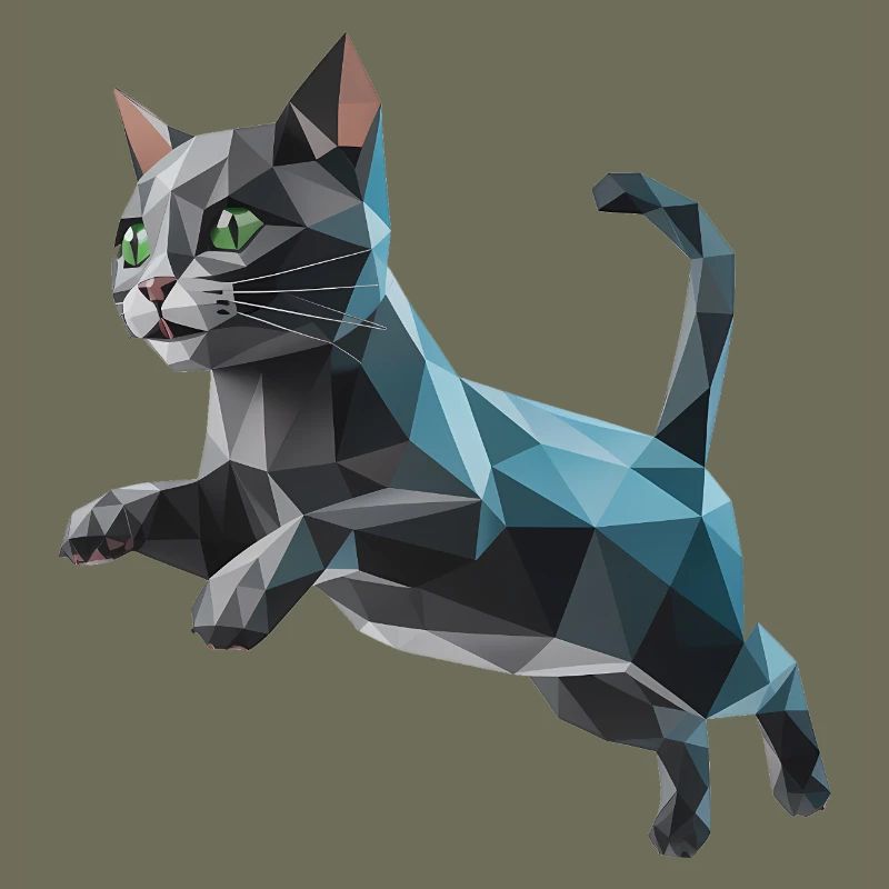 Kätzchen - Cooles Low-Poly-Logo