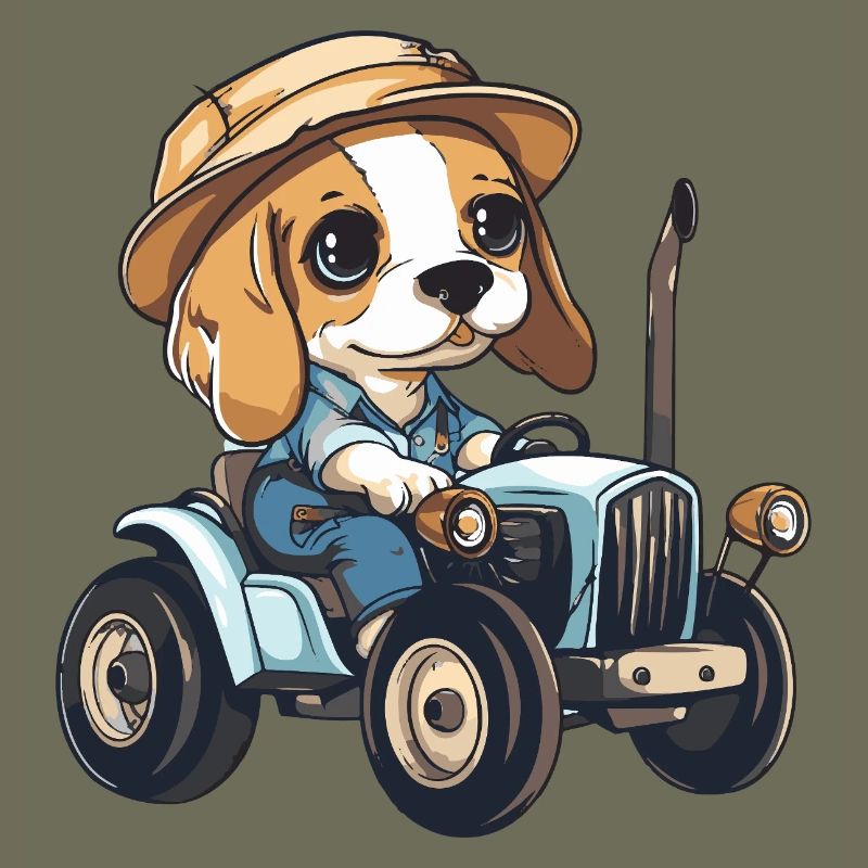 Beagle Hunde Traktor Farmer
