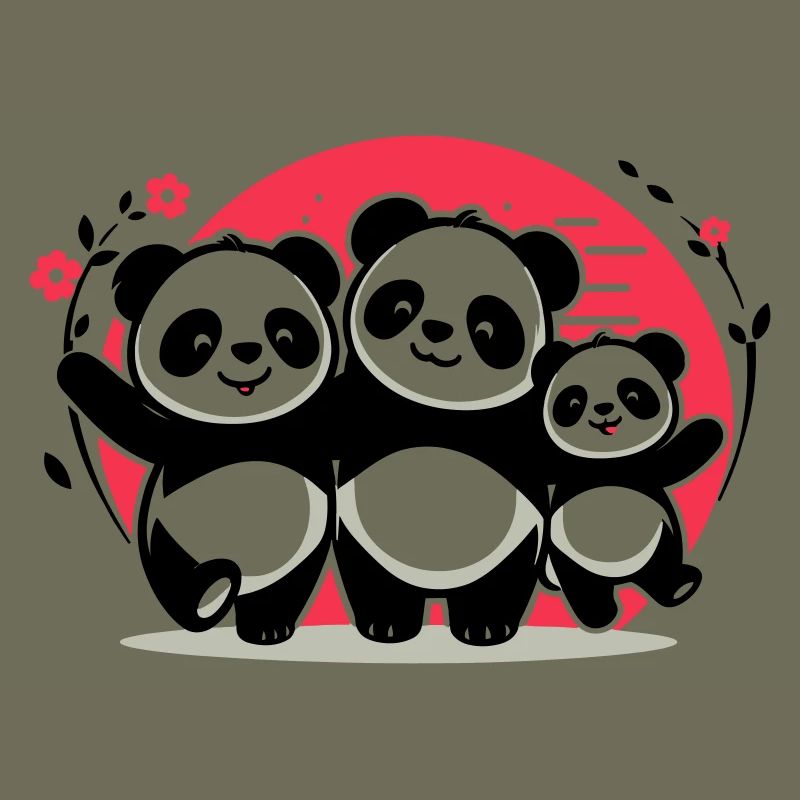 Pandas Family - 1 Elternteil 2 Kinder