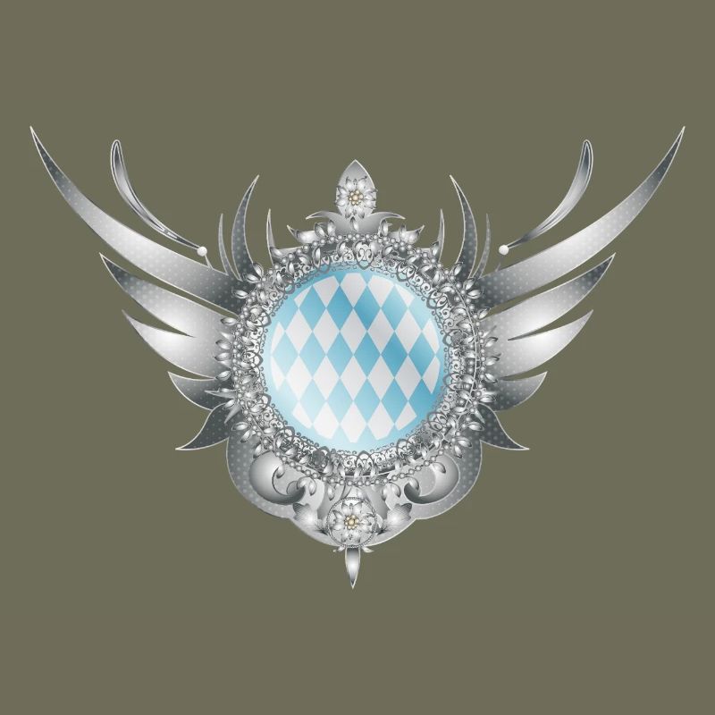 Silver wing crest with diamond pattern