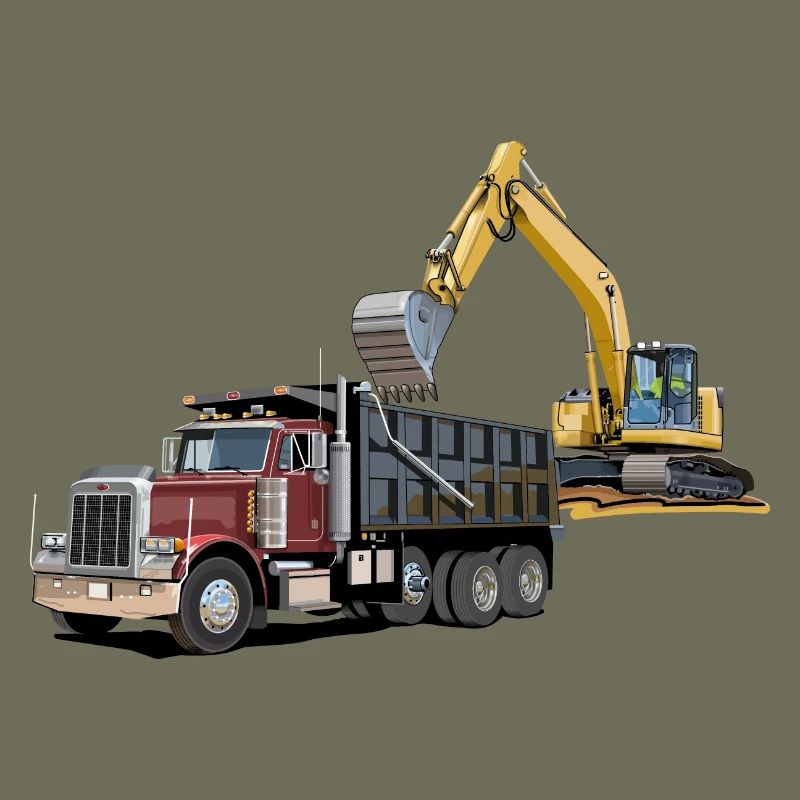 Lastwagen mit Bagger