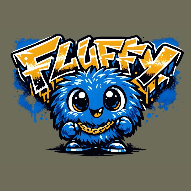Fluffy Graffiti Blaues Maskottchen