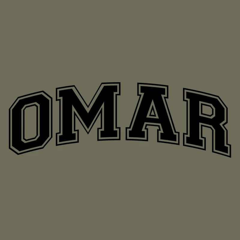 omar name arched college style text