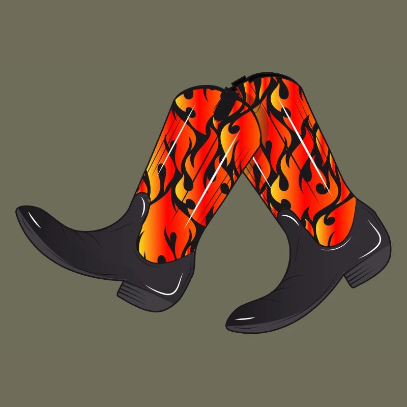 extravagant western boots with flame pattern