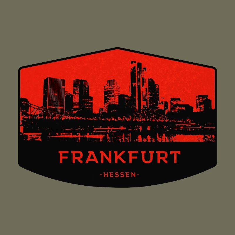 Frankfurter Skyline Patch Rot Schwarz