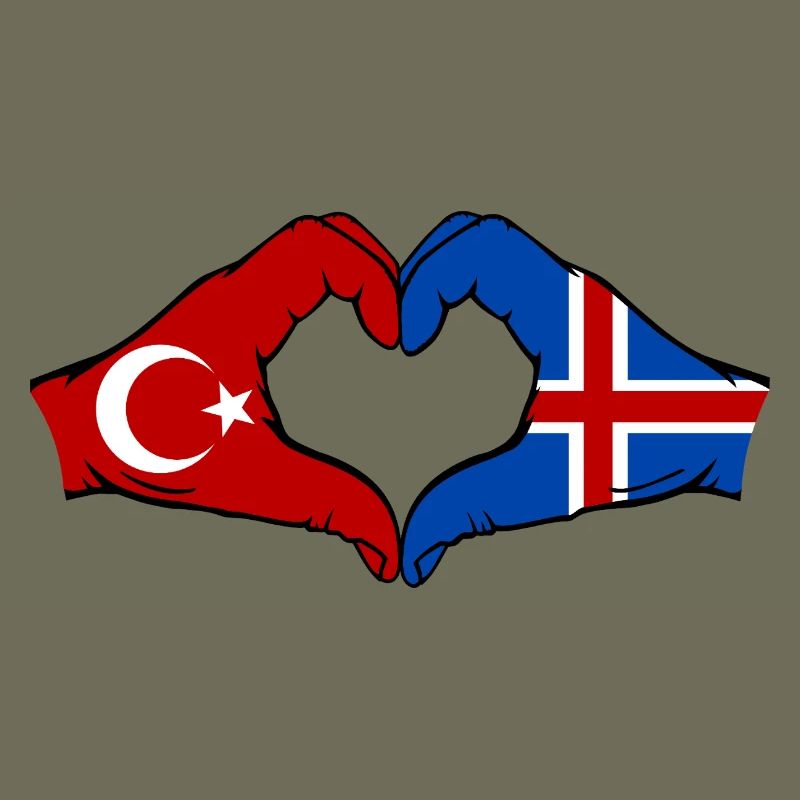 Türkei Island Flagge Hände Herzform