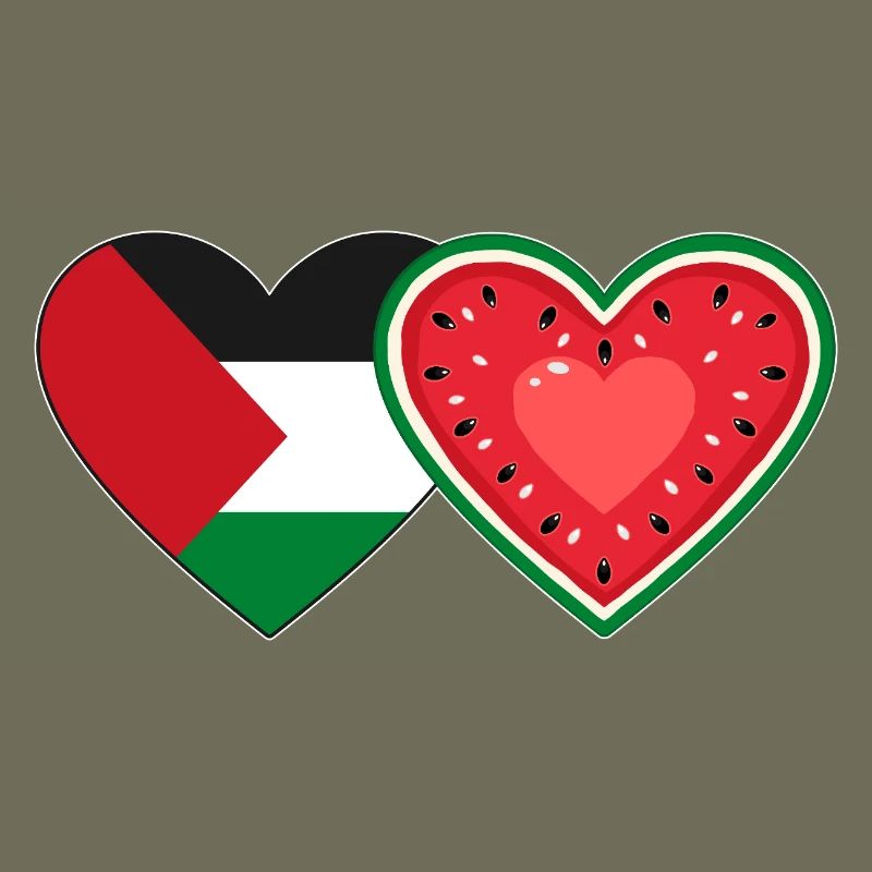 Drapeau pastèque de Palestine Coeur