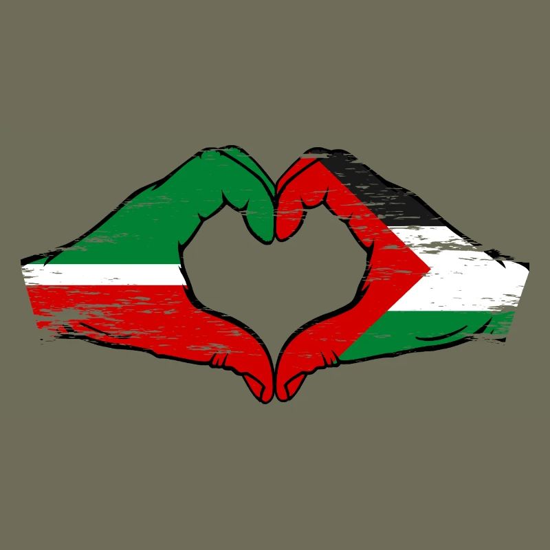Tatarstan Palestine drapeau mains forme de coeur utilisé