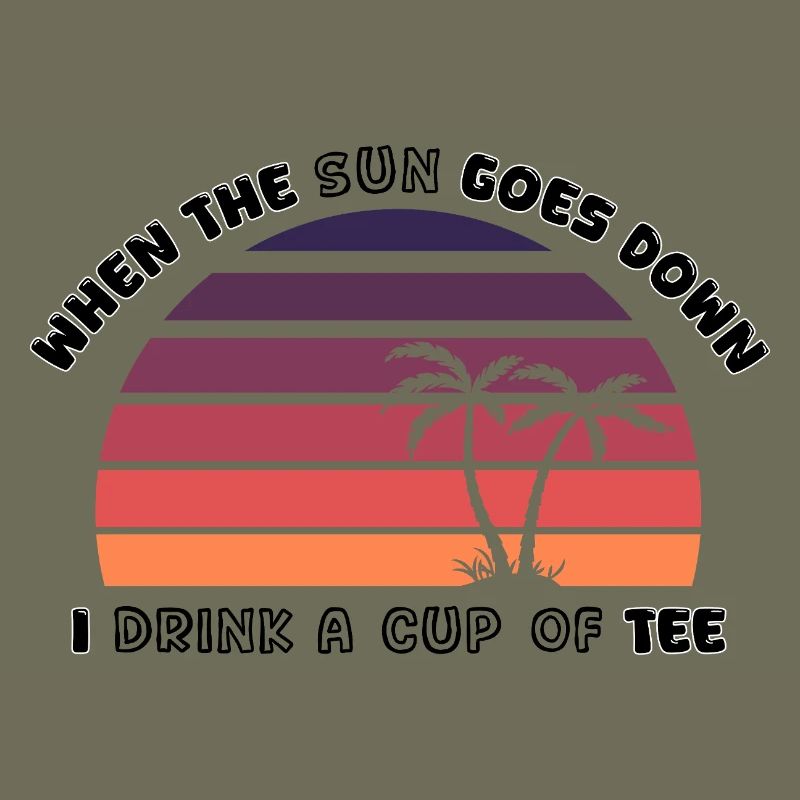 Sonnenuntergangs-Palmen Retro Tee - Design