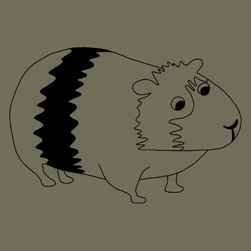 Cochon d’Inde - graphique noir et blanc