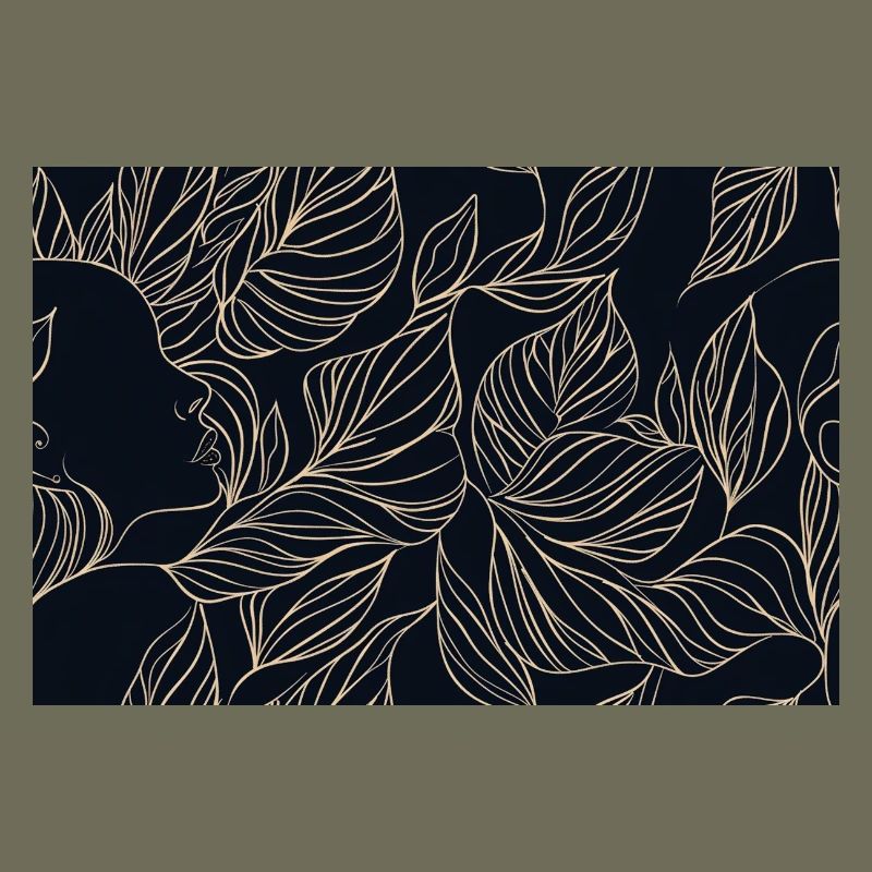 Golden Leaf Face Silhouette