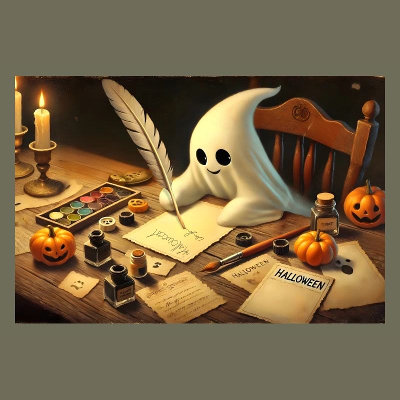 charming ghost writing halloween invitations