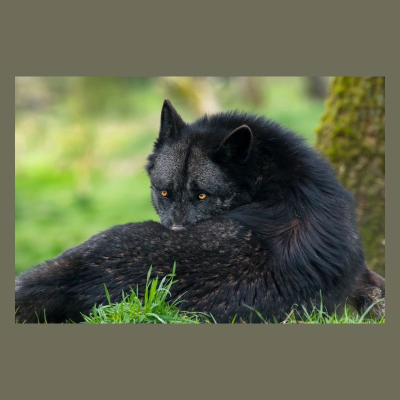 Schwarzer Wolf in Ruhe