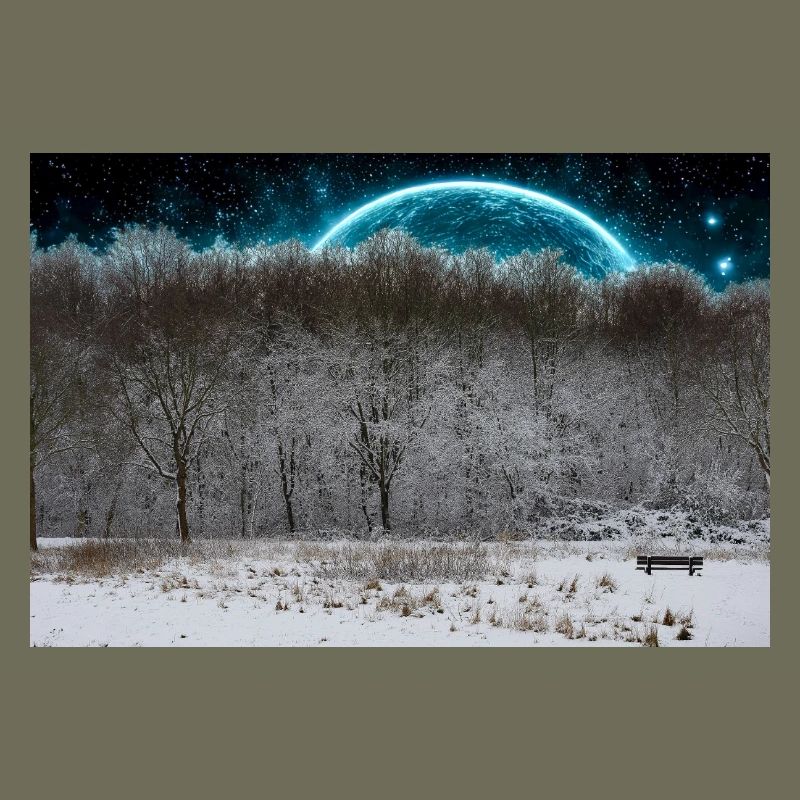 Lune céleste d’hiver dans la forêt