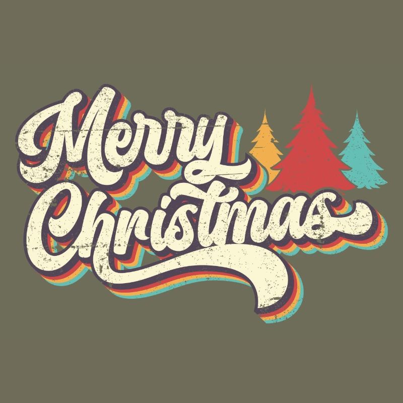 Rétro Joyeux Noël Arc-en-ciel Script