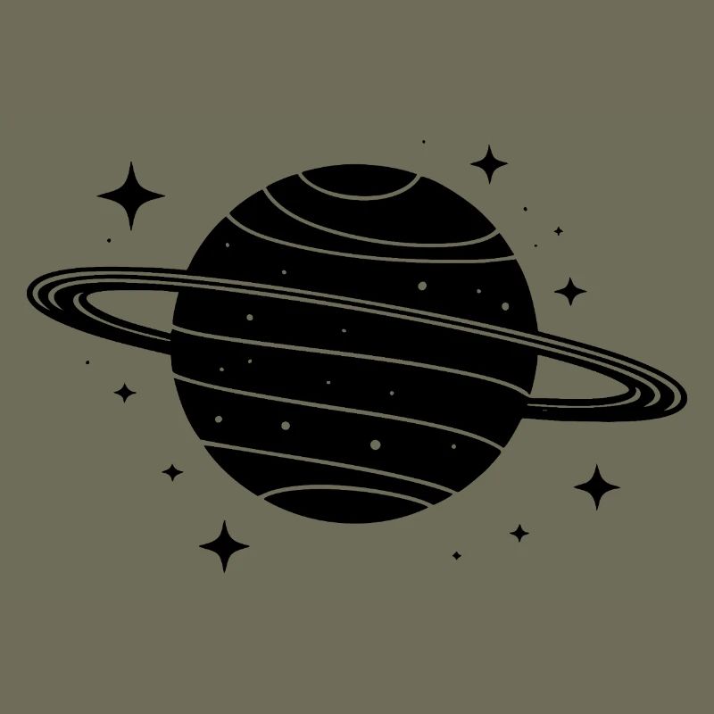 Minimalistischer Planet mit Ring – Schwarze Space