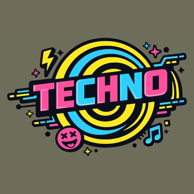 Techno Neon Retro Circle