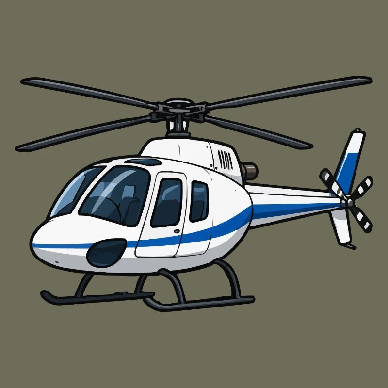 Helicopter Blue White Illustration