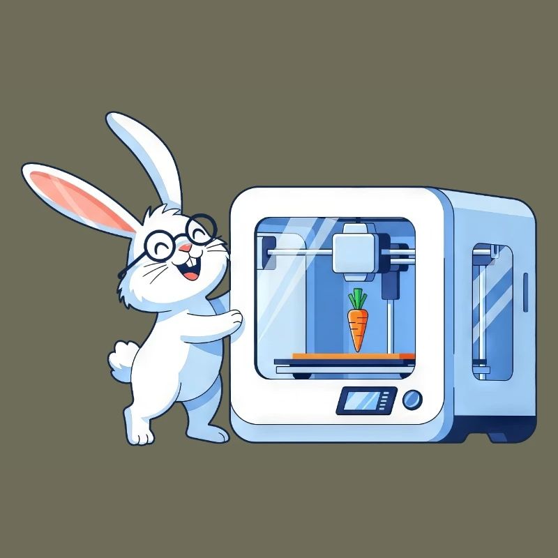 Funny Rabbit Nerd Programmeur Imprimante 3D