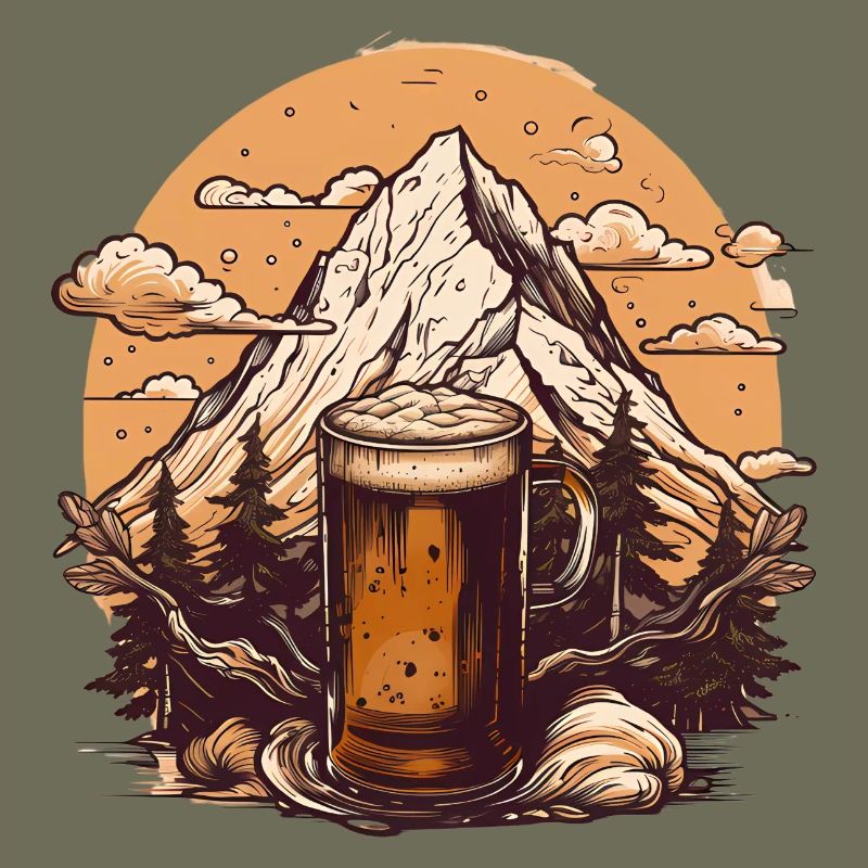 Pic de montagne avec conception de chope de bière
