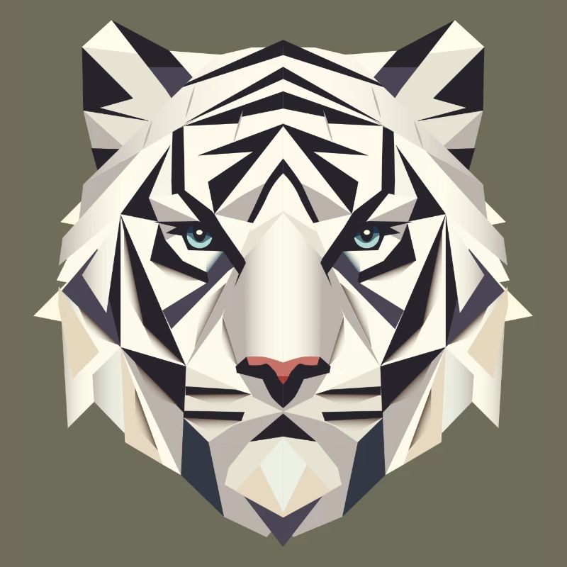 Geometric White Tiger – Strength and Elegants