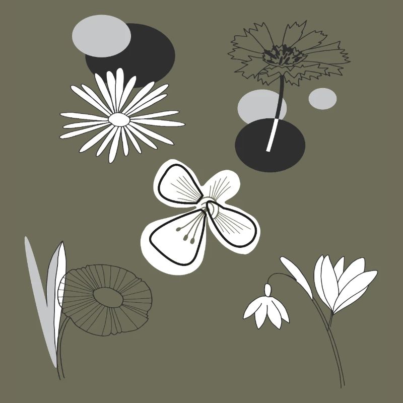Fleurs noires et blanches