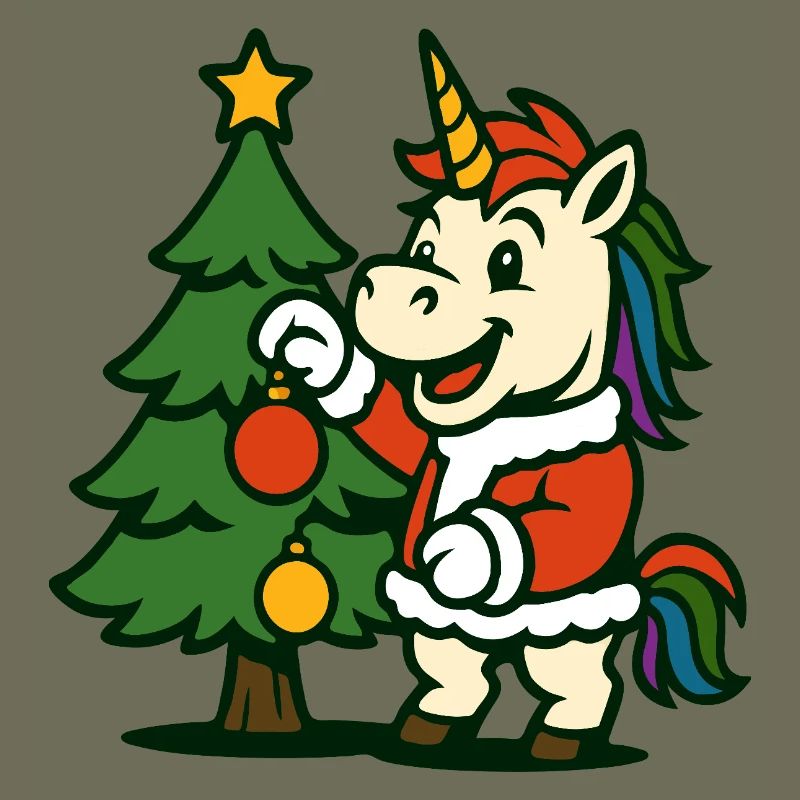 Weihnachts-Einhorn-Kunst schmückt Weihnachtsbaum