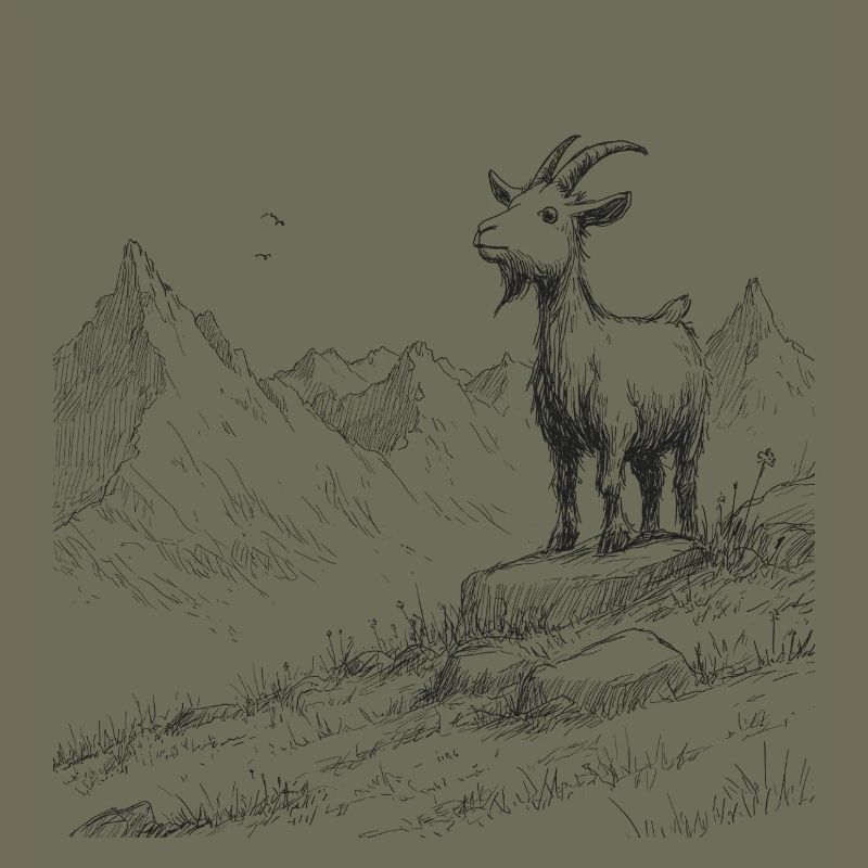 Alpengipfel mit Ziege