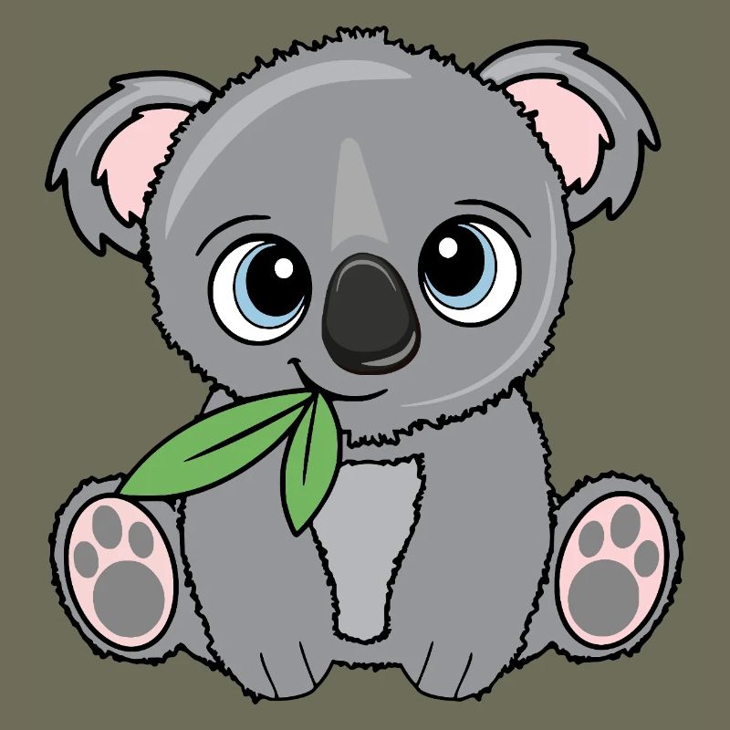 Small koala with leaf