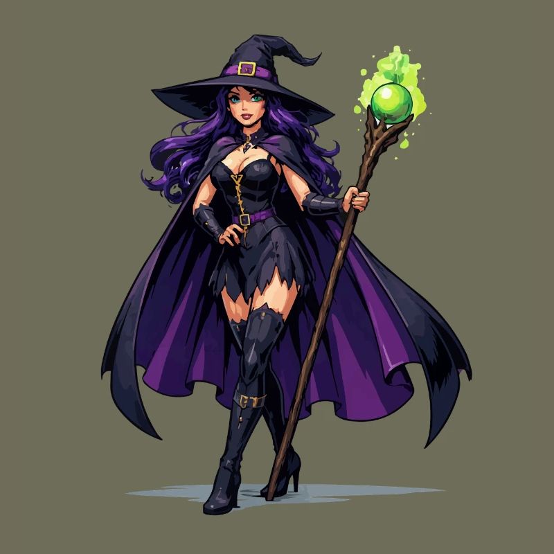 Violette Hexenkunst mit Stab