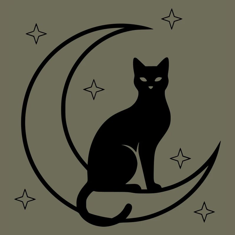 Cat Moon Stars Silhouette