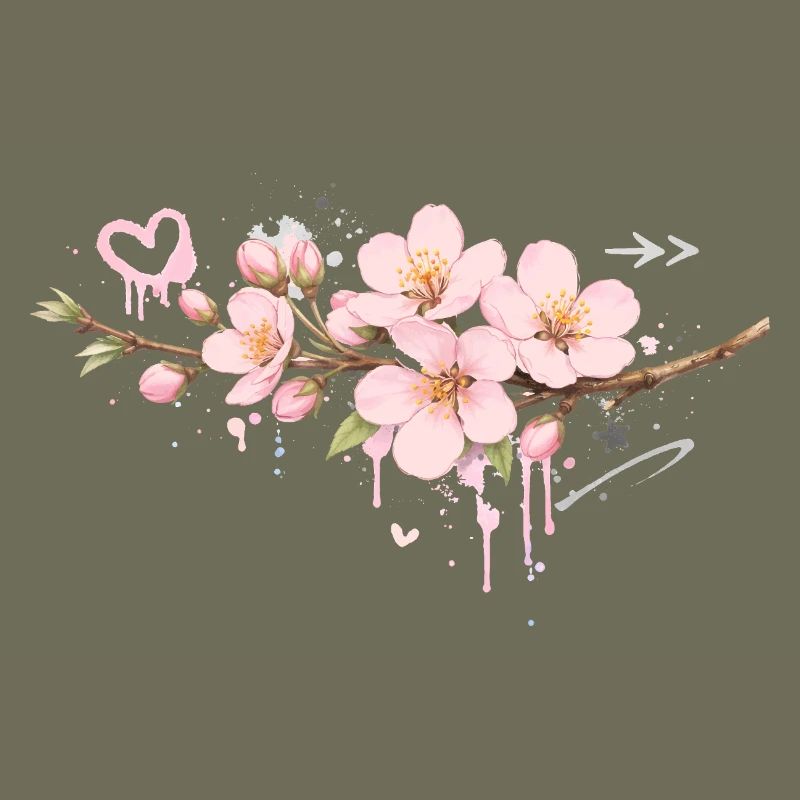 Kirschblüten Zweig im Graffiti Stil  