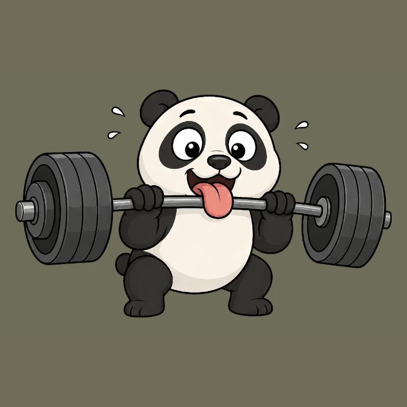 Coaching de musculation de type panda dessiné animé Fitness