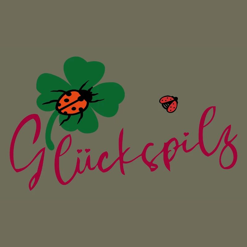 Lucky mushroom, cloverleaf, ladybug