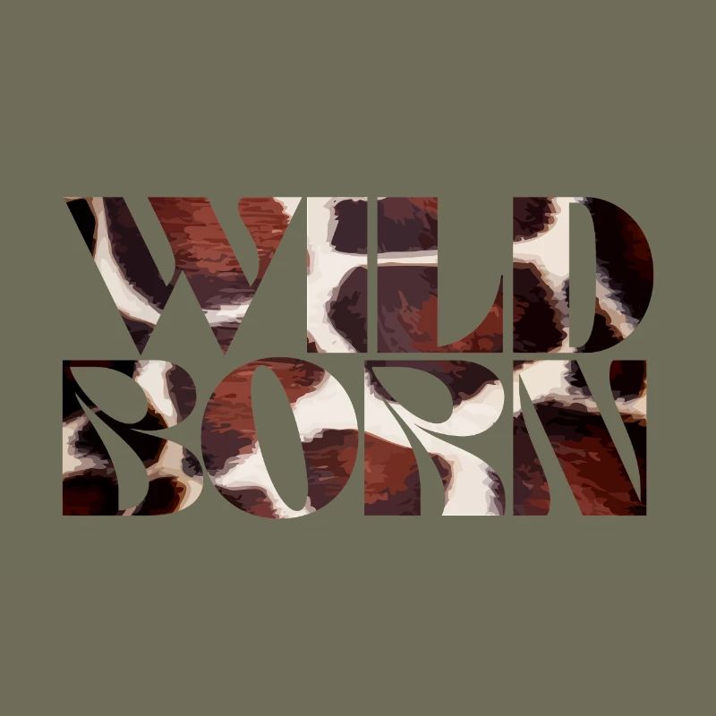 Vache sauvage née texture impression typographie