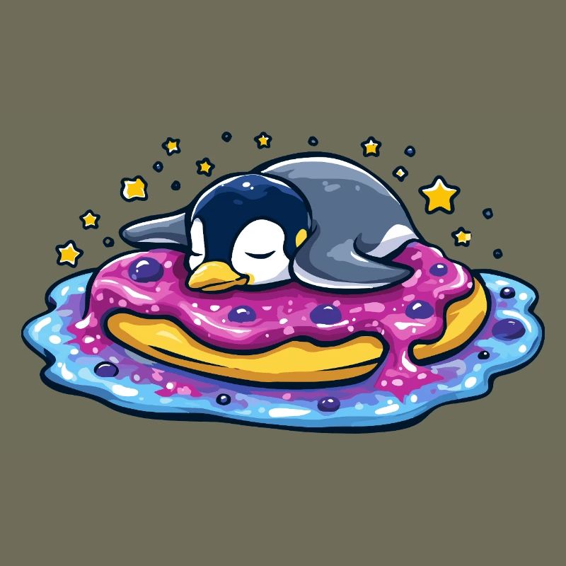 Sleeping penguin on donut