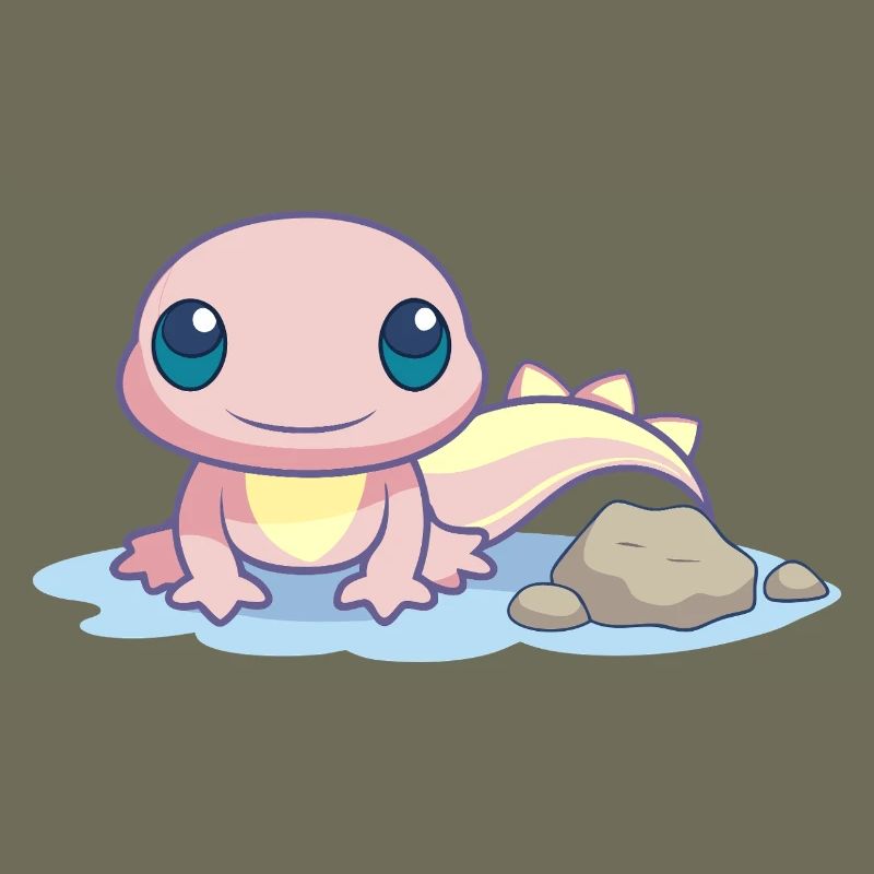 Small pink salamander at the water's edge