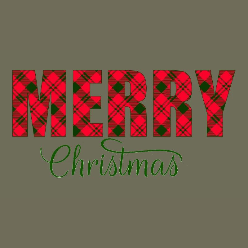 Merry Christmas Plaid Script