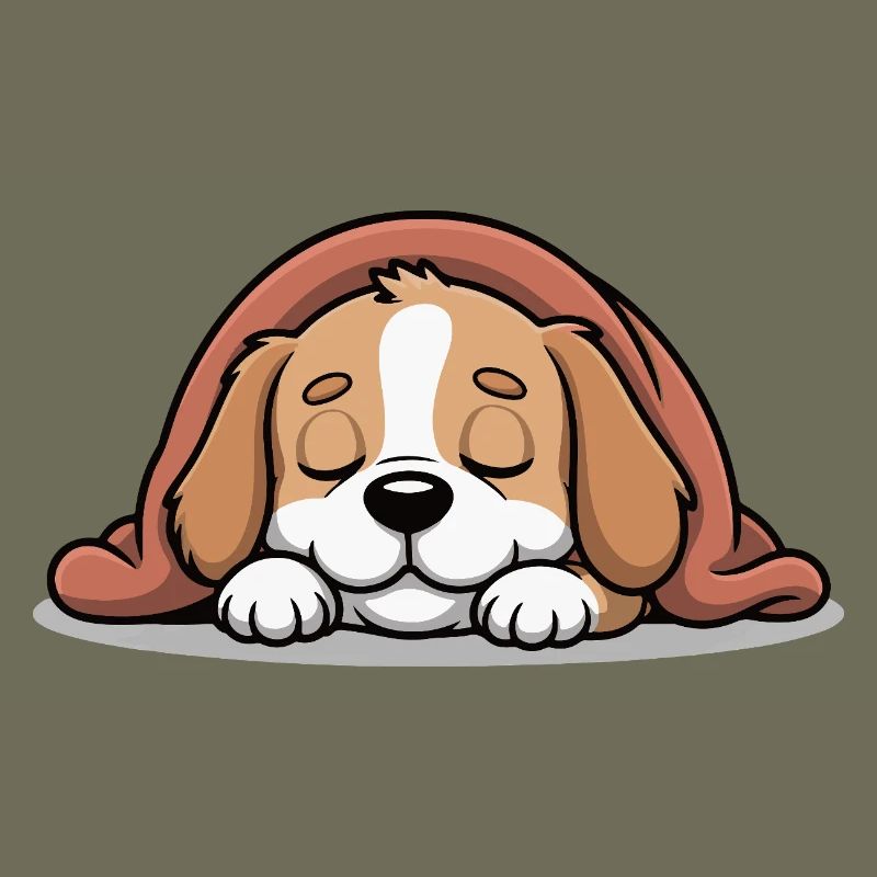 Sleeping Beagle Under Blanket