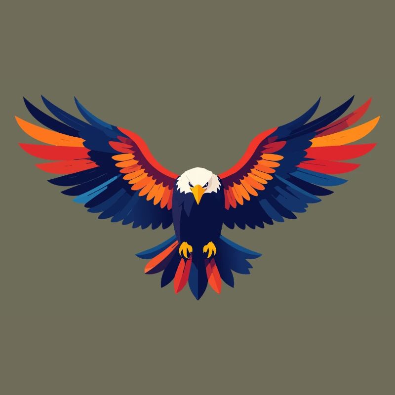 Colorful Eagle Flight Eagle Outstretched Wings Motif