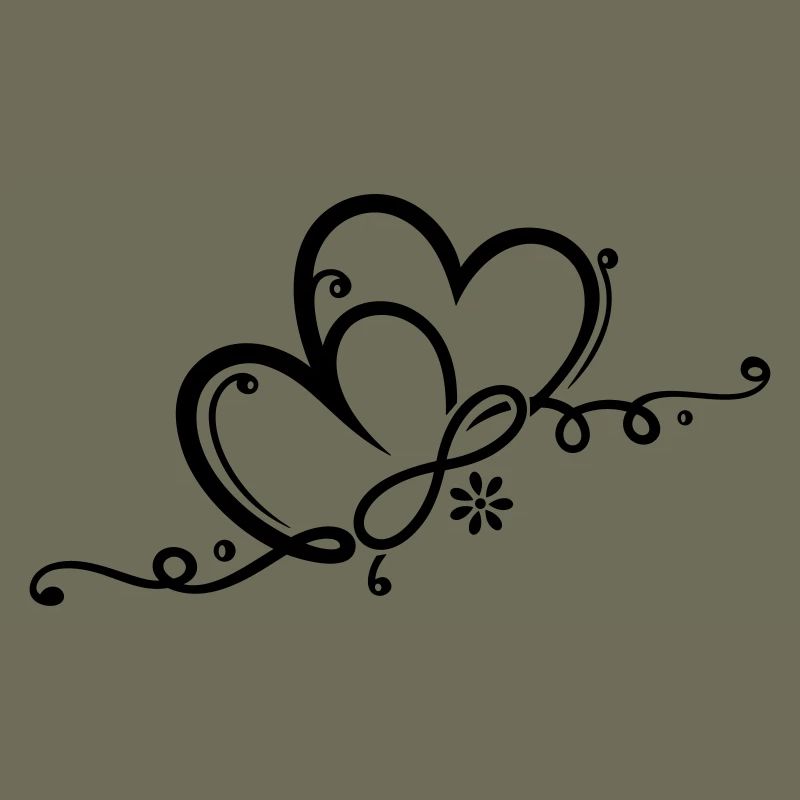 Zwei Herzen mit Blume und infinity