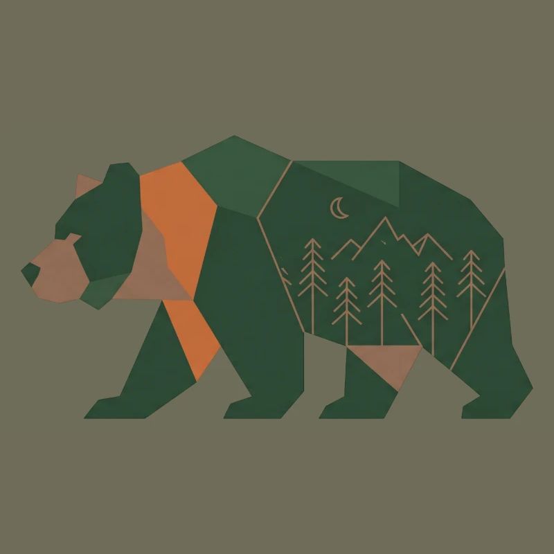Geometric Forest Bear Moonlight